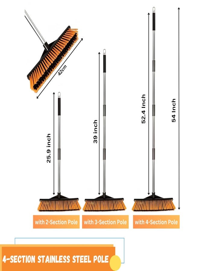 HOMSLECTO Heavy Duty Large Hard Floor Cleaning Brush With Durable PVC Bristles,54" Tough Stainless Steel Long Handle For Outdoor,Garage,Deck,Driveway,Patio,Walkway,Balcony,Industrial,Wet&Dry Use - Image 3